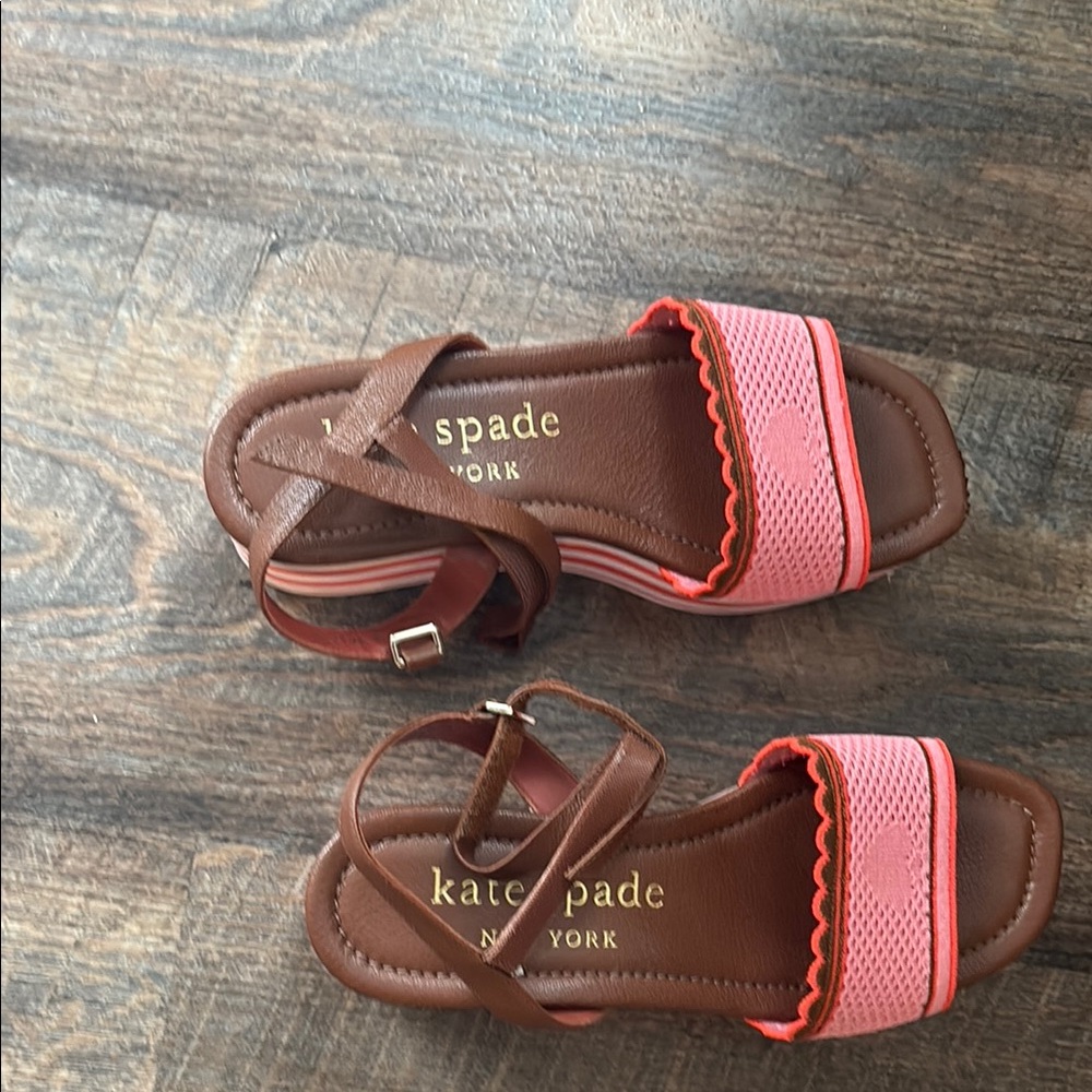 Kate Spade Pink and Brown Sandals with Ankle Strap